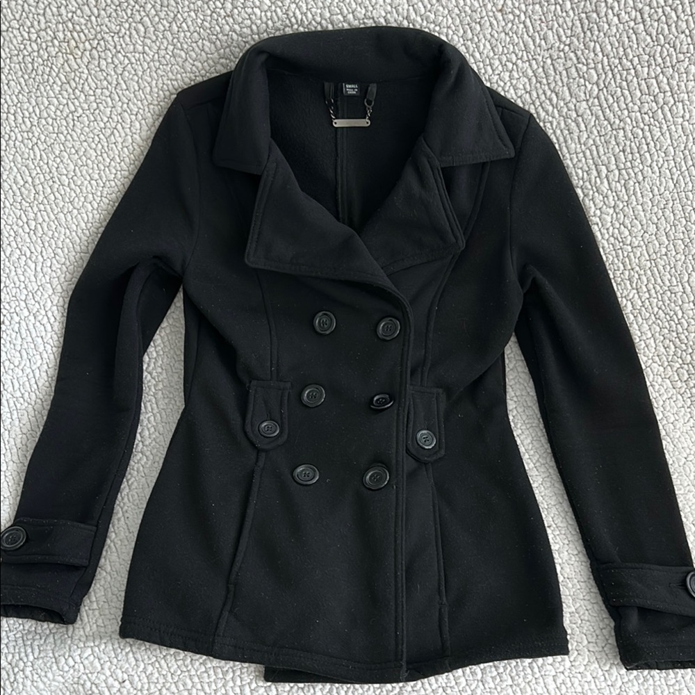 Women's Black Double-Breasted Coat